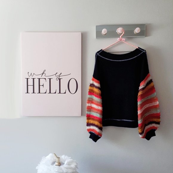 NWT Free People black balloon sleeve sweater top L - Picture 9 of 9